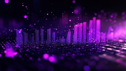 Poster - A vibrant digital visualization of sound waves in purple hues.