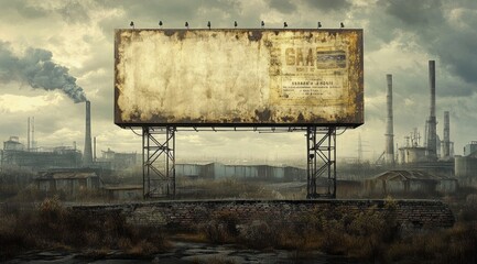 Poster - A desolate billboard stands in an industrial landscape, hinting at neglect and decay.