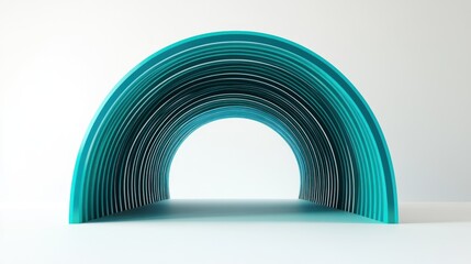 Poster - A stylized arch made of layered turquoise shapes, suggesting depth and dimension.