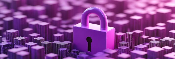 Poster - A digital padlock on a textured background symbolizes security and protection.