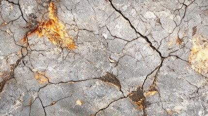 Aufkleber - Close-up of cracked stone surface with rust and earthy tones.