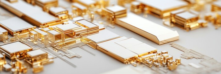 Poster - A close-up view of intricate golden circuit board components.