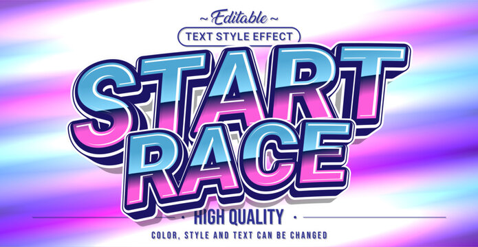 Editable text style effect - Start Race text style theme.
