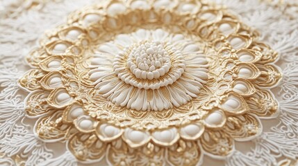 Poster - Intricate decorative design featuring a floral pattern in gold and white.