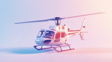 Poster - A stylized helicopter model with a sleek design and vibrant colors.
