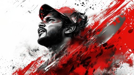 Poster - A dynamic, artistic portrait of an athlete in a passionate pose, emphasizing energy and determination.
