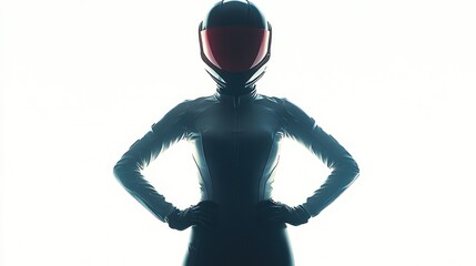 Aufkleber - A silhouetted figure in a racing suit and helmet poses confidently against a bright background.