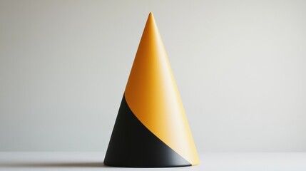 Aufkleber - A minimalist cone-shaped object with a yellow and black color scheme.