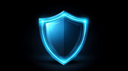 Poster - Glowing blue shield on a dark background representing cybersecurity and digital protection with futuristic technology design.