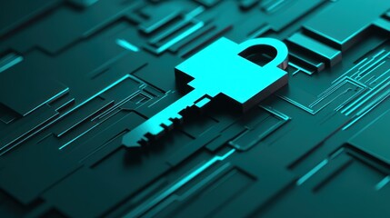 Poster - A digital key and lock symbol on a textured background, representing cybersecurity and protection.