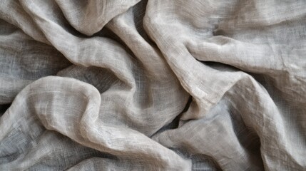 Poster - A close-up of crumpled, textured fabric in neutral tones.