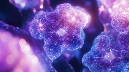 Poster - A close-up view of colorful, glowing cells in a microscopic environment.