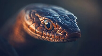 Poster - Close-up of a reptile's head showcasing intricate scales and a captivating eye.