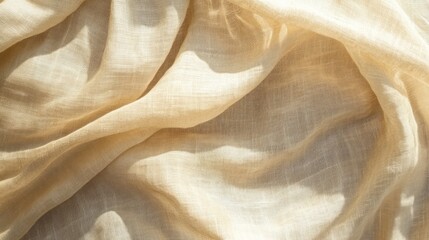 Poster - A close-up of soft, flowing beige fabric with gentle folds and light shadows.