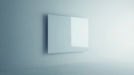 Poster - A minimalist wall-mounted screen reflecting light in a simple, modern environment.