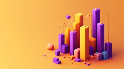 Poster - A colorful 3D bar graph with geometric shapes representing data visualization.