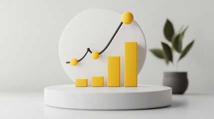 Poster - A 3D illustration of a growing bar chart representing business growth and analytics.