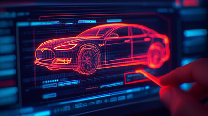 Aufkleber - Electric vehicle features displayed on digital interface, showcasing innovation