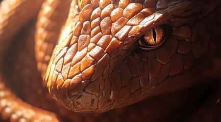 Poster - A close-up of a reptile's textured skin and striking eye, showcasing its intricate details.