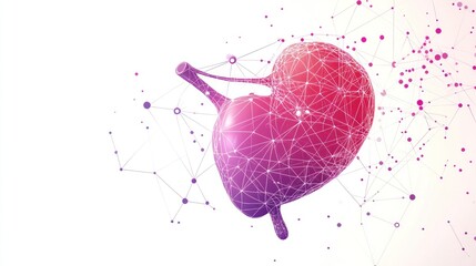 Poster - A digital representation of a human organ, showcasing a network of connections.