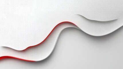 Poster - Abstract design featuring smooth waves and a contrasting red element on a white background.
