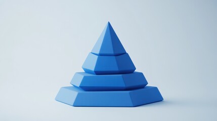 Aufkleber - A blue geometric stacking toy featuring multiple layers in a pyramid shape.