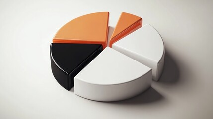 Poster - A segmented pie chart in orange, black, and white, representing data visualization.