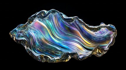 Poster - A piece of glass with a wave pattern and a rainbow effect