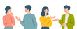 © ひとさじ - 話し合いや意見交換をする男女のイラスト