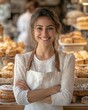 © Ryzhkov - Celebrating Womens Entrepreneurship Day Smiling Woman Bakery Owner in Warm, Inviting Bakery Setting - Perfect for International Womens Day and Thanksgiving