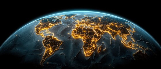 Wall Mural - investing mistake fail business and volatility concept, an illuminated view of earth from space, sho
