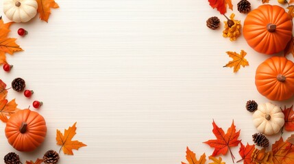 Aufkleber - A scenic autumn background showcasing pumpkins, fall foliage, and rustic elements, providing a warm and cozy feel for holiday designs.