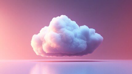 Aufkleber - A fluffy white cloud floating in the sky above a pink background
