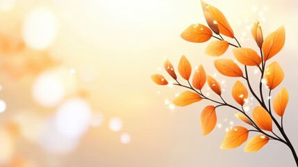 Wall Mural - A simple Thanksgiving background featuring light autumn leaves and a dreamy bokeh effect, perfect for creating a cozy, festive design for the holiday.