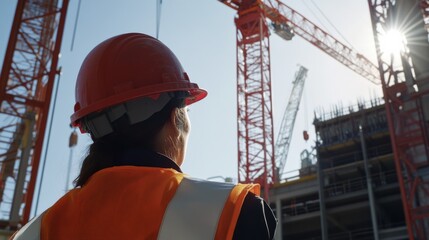Poster - An intimate view of a crane operator operating a tower crane at a harbor redevelopment project, Harbor crane operation scene, Commanding and precise style
