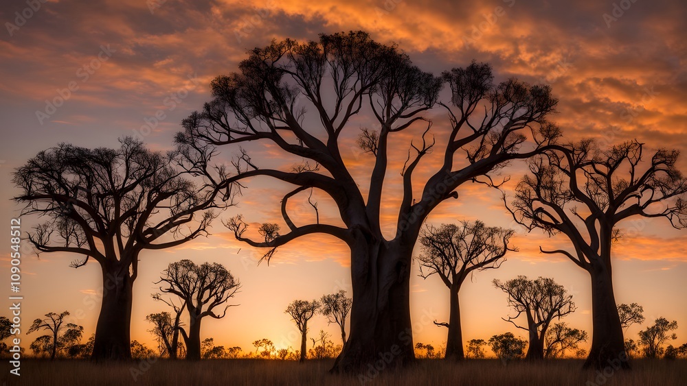 Boab Tree Shadow The unique boab trees of the kimberley at sunset casting long shadows ...