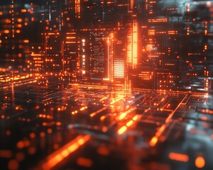 Poster - A hightech AI concept video with a digital interface displaying neural connections, glowing AI processors, and advanced machine learning algorithms in motion