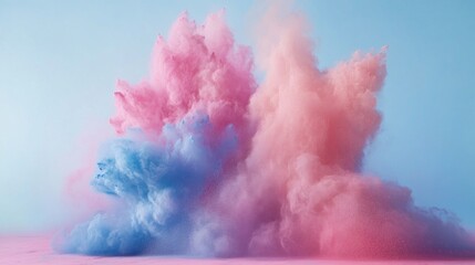 Poster - A colorful explosion of pink and blue smoke fills the sky