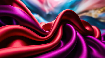 Poster - A colorful piece of fabric with a red stripe
