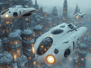 Poster - Exploring a futuristic cityscape digital art vision of advanced urban living cyberpunk aesthetics and technological innovation