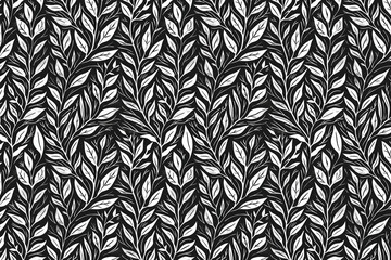 Poster - Toile pattern tapestry. Linocut print. Monochrome botanical pattern background. Created with Generative AI technology.