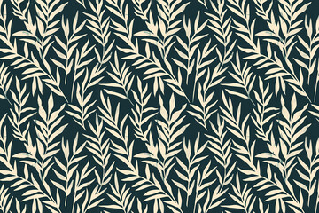 Poster - Toile pattern tapestry. Linocut print. Monochrome botanical pattern background. Created with Generative AI technology.