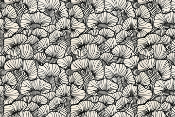 Poster - Toile pattern tapestry. Linocut print. Monochrome botanical pattern background. Created with Generative AI technology.