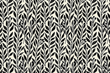 Poster - Toile pattern tapestry. Linocut print. Monochrome botanical pattern background. Created with Generative AI technology.
