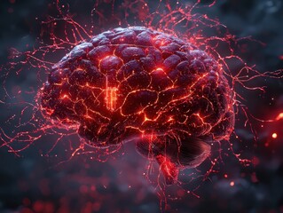 Poster - A dark and mysterious journey of the brain exploring the depths of consciousness in a surreal environment