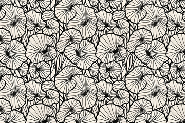 Poster - Toile pattern tapestry. Linocut print. Monochrome botanical pattern background. Created with Generative AI technology.