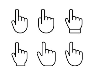 Poster - hand click icon set. pointer cursor сomputer mouse icon. clicking cursor, pointing hand clicks icons