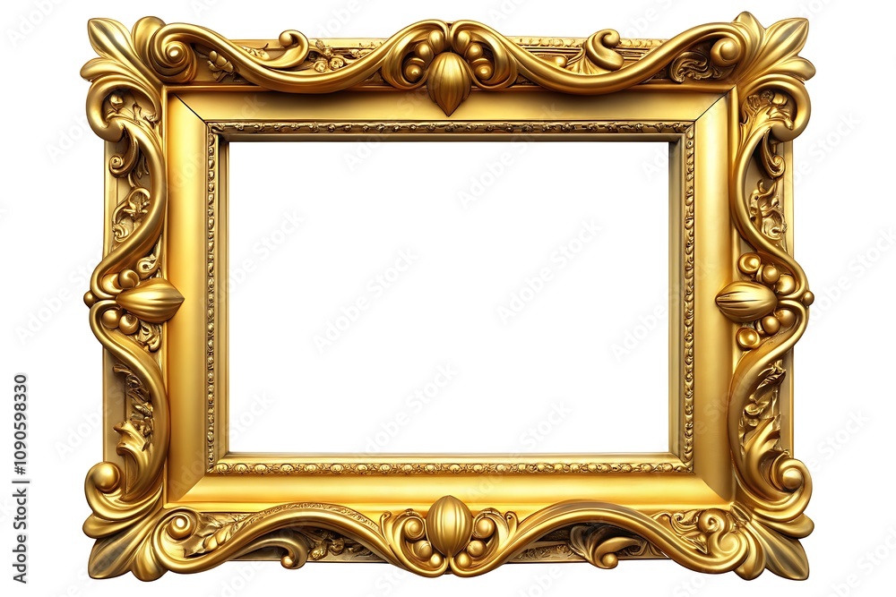 Classic Golden Frame Image. Luxurious Gold Frame Isolated. Shiny Gold ...