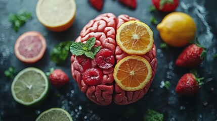 Fototapete - Exploring the future of the mind a creative visualization of the brain in a surreal environment