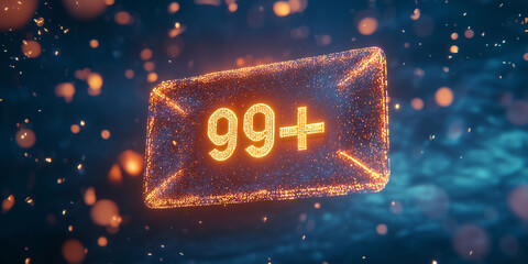 Poster - A glowing orange envelope with a glittery 